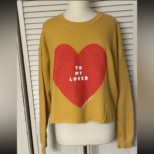 TAYLOR SWIFT To My Lover Sweatshirt Gold Red Heart Sz L Cropped Yellow Swifties